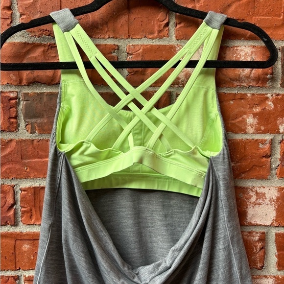 Lululemon 2 Gray Neon Free To Be Serene 2 In 1 Draped Open Strappy Back Tank - Picture 4 of 10